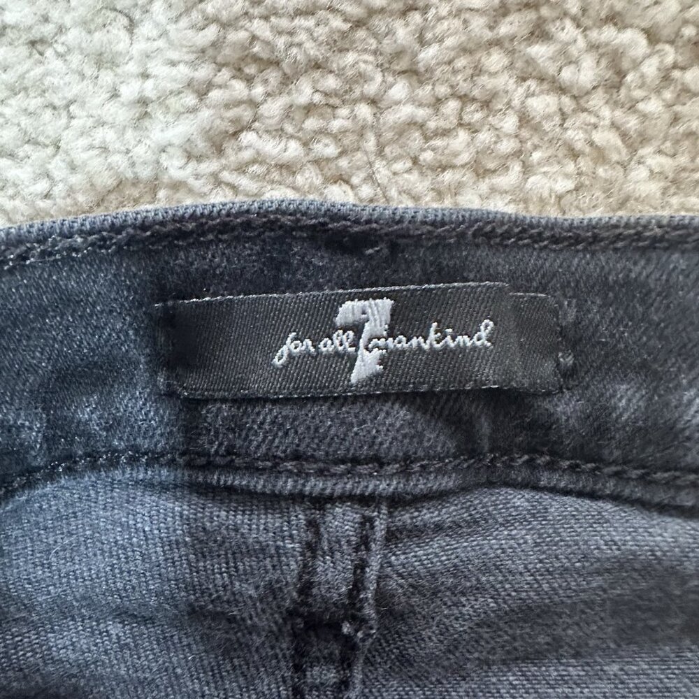 7 For All Mankind Shorts Women’s 23 Black Gray Cutoff Jean Shorts Raw Hem - Picture 3 of 11